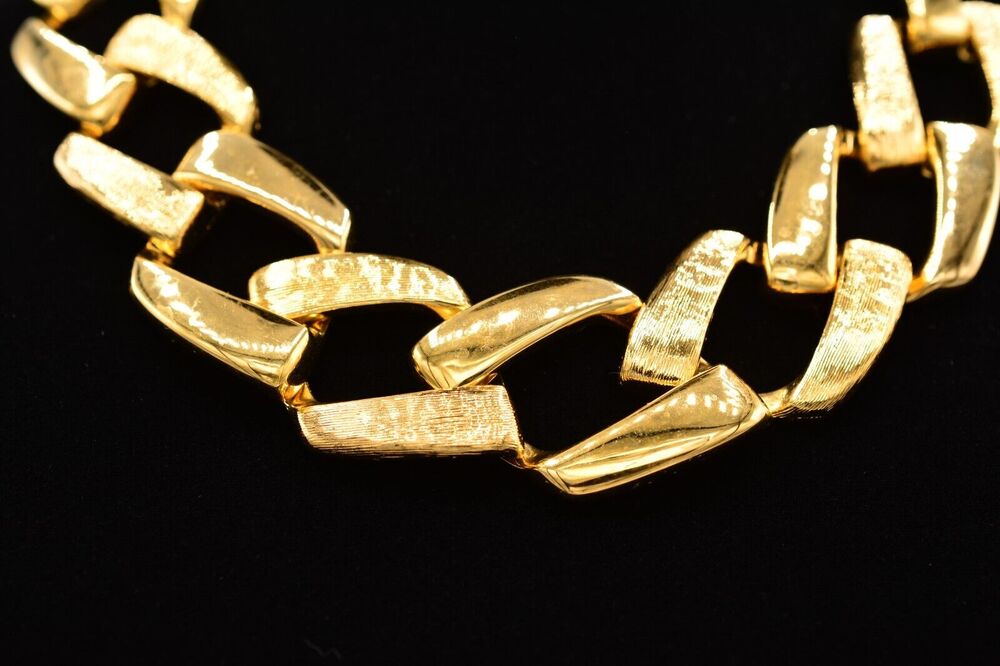 Napier Vintage Collar Necklace Heavy Chunky Linked Chain Textured Signed Bin7B